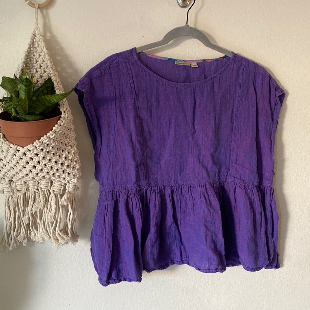 Holding Horses linen purple flowy top